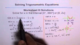 Trigonometric Equations Worksheet 3 Solutions Q4