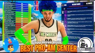 BEST 99 REBOUND PRO AM CENTER BUILD on NBA 2K24! IM IN CORNER OFFICIAL BLACK MARKET CENTER BUILD!