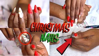 WATCH ME DO MY NAILS | DIY CHRISTMAS NAILS | VLOGMAS DAY 9