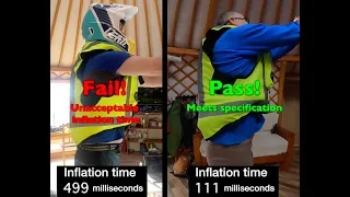 Chinese vs Helite airbag vests inflation time tests.
