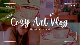 Cozy Coffee Paint Along with Only 3 Colors! |  a cozy art vlog