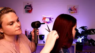 A Real Person ASMR Haircut, Hair Drying & Straightening: True Salon Experience!!
