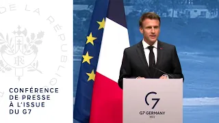 Conférence de presse du Président Emmanuel Macron à l’issue du G7 en Allemagne.