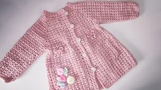 Crochet #81 How to crochet "Early Bloom" cardigan / coat for girls / Part 1