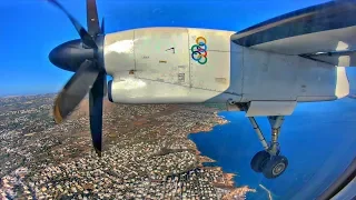 Olympic Dash 8 Q400 Landing at Athens Airport 21R | GoPro Wing View | Scenic Approach