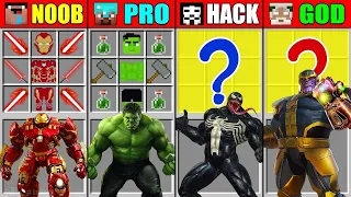 BaBy King   Minecraft NOOB vs PRO vs HACKER vs GOD IRONMAN HULK VENOM THANOS CRAFTING SCP CHALLENGE