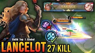 SAVAGE!! Lancelot Insane 27 Kills, This Emblem is Broken!! - Build Top 1 Global Lancelot ~ MLBB