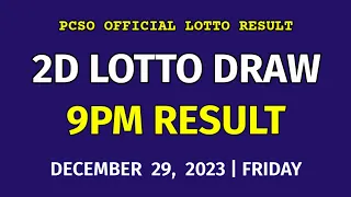 2D LOTTO RESULT TODAY 9PM DRAW EVENING December 29, 2023 PCSO EZ2 2D LOTTO RESULT 3RD DRAW