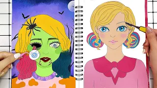 【🐾paper diy🐾】Paper Diy Makeup |Enid Zombie Makeup VS Makeup for Enid in Pink Style