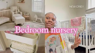 Bedroom nursery tour// decorating girls room with me!! + new crib/ baby registry