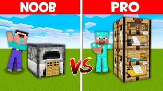 Minecraft NOOB vs PRO: ONE BLOCK FURNACE HOUSE vs CRAFTING TABLE HOUSE! (Animation)