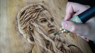 Ciri from The Witcher | Pyrography (Wood burning) Portrait TIME - LAPSE