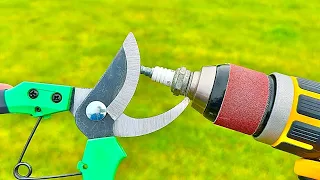 Special Way To Sharpen Pruning Shears as Sharp as a Razor | Useful creativity