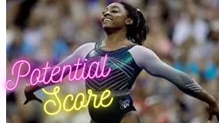 Simone Biles potential score for tokyo,based on  Podium training(CoP 2017-21)