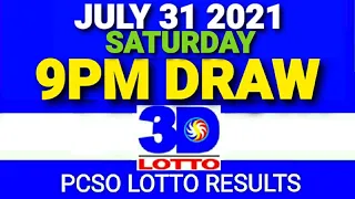 3D Swertres Lotto Result Today July 31, 2021 Saturday Based on 9PM PCSO Draws | PCSO CHANNEL