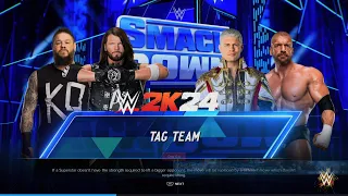 Cody Rhodes and Triple H vs Kevin Owens and AJ Styles SmackDown April 26, 2024 WWE 2K24