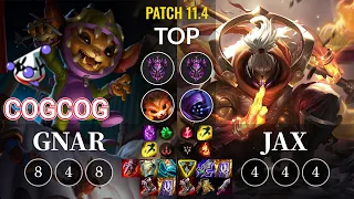 RJ Cogcog Gnar vs Jax Top - KR Patch 11.4