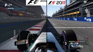 F1 Game Comparison (2014 - 2017 Sochi Autodrom (Russia) Hotlaps)