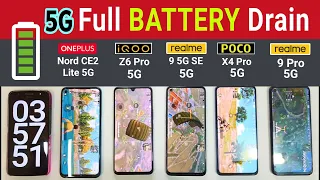 iQOO Z6 Pro vs Realme 9 5G SE vs OnePlus Nord CE 2 Lite vs POCO X4 Pro vs Realme 9 Pro Battery Drain