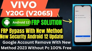 VIVO Y20G (V2065) FRP Bypass New Security Update || Google Account Bypass Wothout PC 100% Free