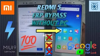 Xiaomi Redmi 5 (MDI1) FRP Unlock/ Google Account Bypass 2022 || MIUI 9||Without PC||Without app||