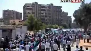 Демонстрация, чтобы свергнуть режим Асада в городе дамаск в Сирии 24 06 2011