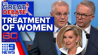 Leaders questioned over treatment of women | 2022 Election: Leaders' Debate | 9 News Australia