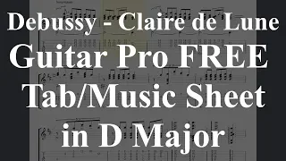 Debussy  - Claire de Lune Classical Guitar FREE tab