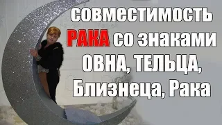 совместимость знака Рака со знаками Овна, Тельца, Близнеца, Рака