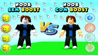 NOOB SEM BOOST VS NOOB COM BOOST NO CLICKER SIMULATOR (Roblox)