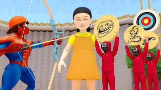 Squid Game (오징어 게임) vs Scary Teacher 3D Miss T and Nick, Ice Scream 4 with Siren Head Target Archery