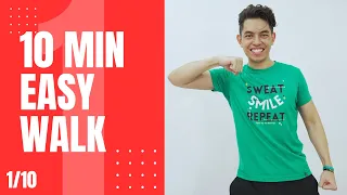 10 MIN EASY HAPPY WALK •  WORKOUT AT HOME (No Jumping/BEGINNER Friendly)  •  Walking Workout #133
