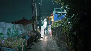 [Rain Walk] 천둥 번개치는 목포 시화골목 마을, 연희네 슈퍼, 감성넘치는 빗소리 ASMR. Rain and Thunderstorm Sounds for relaxation.