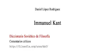 Kant en el Diccionario soviético de filosofía - Daniel López