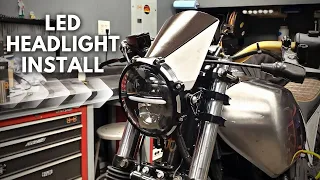 Motorcycle LED Headlight Install - Looks Awesome!