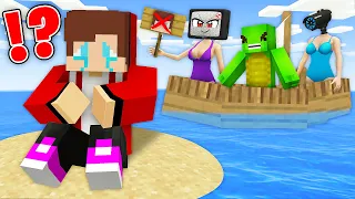 SAD JJ is ALONE on the ISLAND! TV WOMAN, MIKEY, CAMERA WOMAN DROPPED out of JJ in Minecraft - Maizen