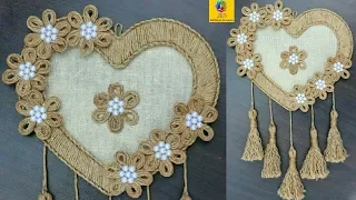 DIY Heart Shaped Wall Hanging with Jute Rope | Wall Decor Showpiece Making Using Jute Rope