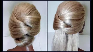 Пучок.Легкий вариант для создания самой себе Вечерней Прически.Easy evening hairstyle for yourself