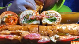 ⚠️EXTREMELY MESSY🤤SPICY CHEESE SAUCE SUBWAY CHICKEN BACON, AVOCADO TURKEY MEATBALL WITH CHEESE SAUC
