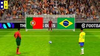 Ronaldo Vs Neymar | Portugal Vs Brazil Match | Penalty Shootout Match | Efootball 2024 Gameplay.