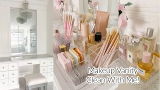 CLEAN & ORGANIZE MY MAKEUP VANITY WITH ME!💕