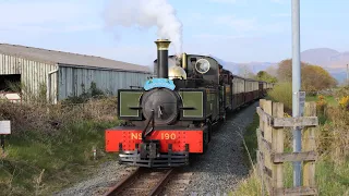 L&BR 190 'Lyd' & 762 'Lyn' pass Pen-y-Mount with the Snowdonian - 13/4/2019