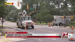 Hit-and-run crash takes down power lines in Raleigh