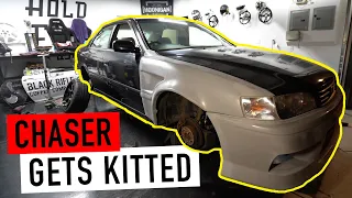 Jdm body kits go on so easy X JZX100 Chaser drift build