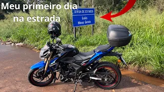 02-Viagem de moto para o Nordeste 2023, Divisa de estados MG x GO chegando em Goiânia Haojue DR-160