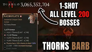 Thorns Barb 1-SHOT ALL Uber Bosses - Season 4 Diablo 4