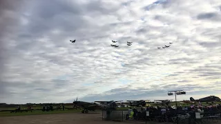 Blenheim , spitfire , hurricane , gladiator mass formation Duxford battle of Britain airshow
