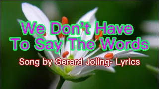 We Don’t Have To Say The Words by Gerald Joling with Lyrics