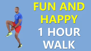 FUN and HAPPY Walk at Home Workout/ 1-Hour Walking Workout 🔥 650 Calories 🔥