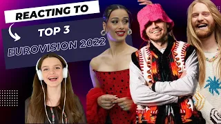 AMERICAN GIRL REACTS TO TOP 3 EUROVISION 2022 | Kalush Orchestra, Sam Ryder and Chanel